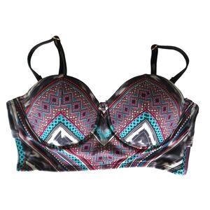 Kenneth Cole Bikini Top Bathing Suit Adj Straps Colorful Beach Summer Sz Small 4